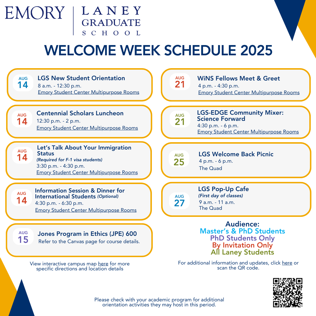 Welcome Week 2025 infographic